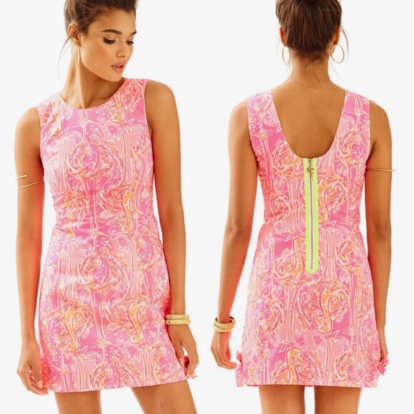 Lilly Pulitzer Mila Shift Dress in Tiki Pink Tappin It Back Size 00 - Picture 1 of 4